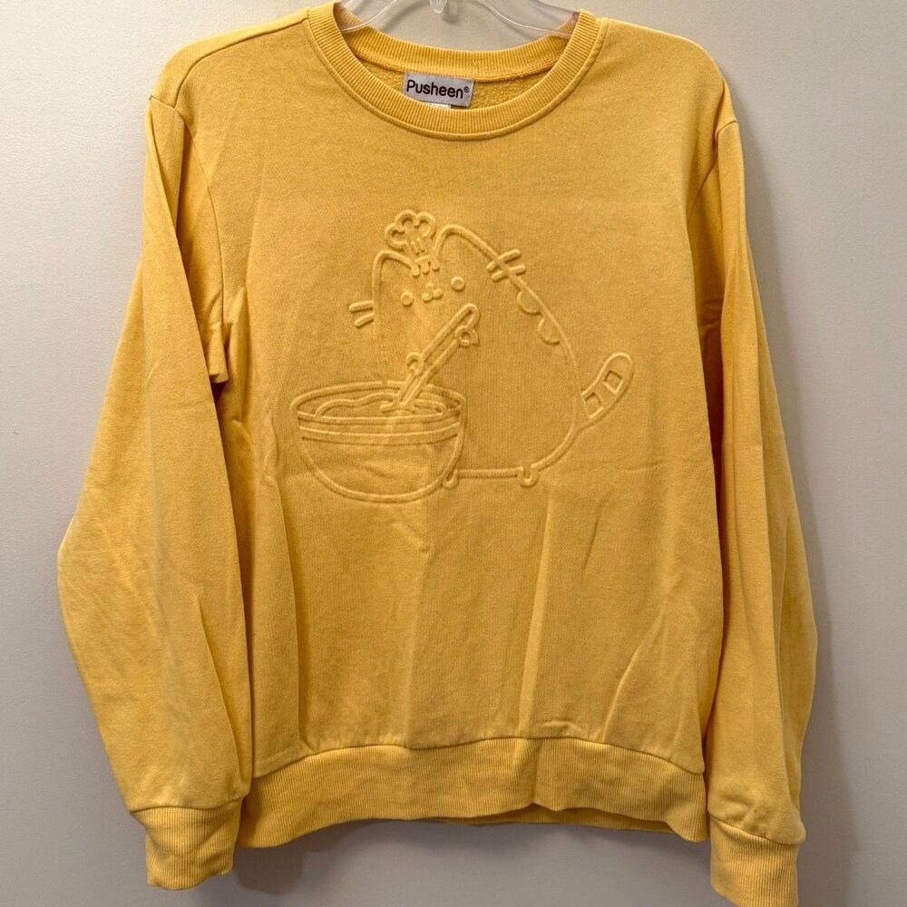 Pusheen Box Winter 2019 Embossed Chef Cat Sweatshirt Yellow Crewneck XL — Read